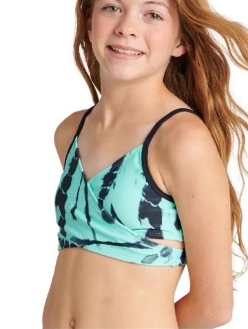 Justice Aqua and Black Tie-Dye 2PC Swim Set Size XL 16-18 NWT